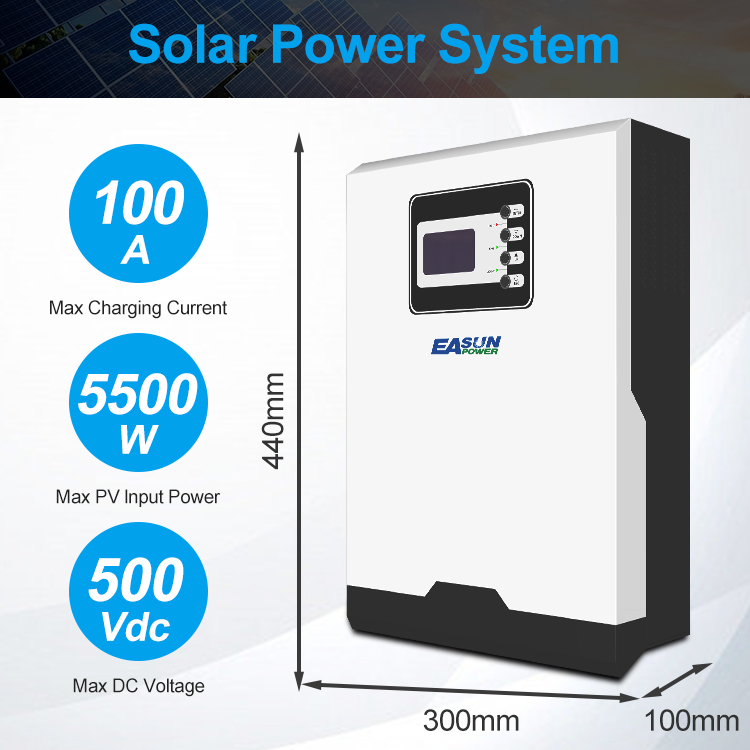 Easun 230VAC 5.5KW MPPT Solar Inverter 48V Lithium Battery Compatible High PV Input Voltage - Image 4